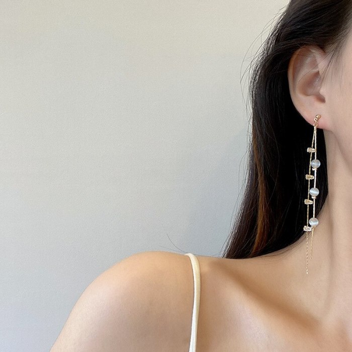 Wholesale Sterling Silver Pin Post Long Fringe Earrings Female Women Opal Ear Studs Earrings Jewelry Gift