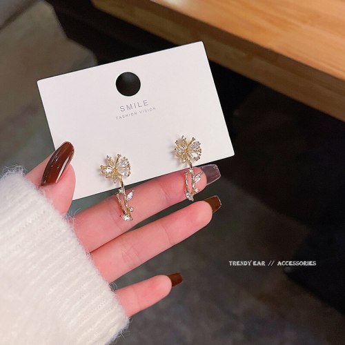 Wholesale Sterling Silver Pin Post Flower Zircon Earrings for Women Jewelry Gift