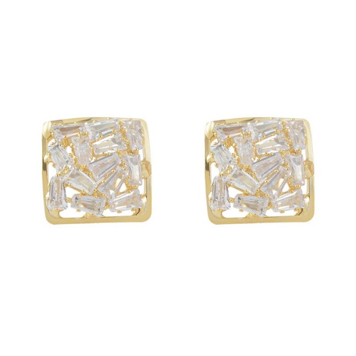 Wholesale Sterling Silver Pin Post Zircon Square Earrings Ear Studs Female Women Earrings Jewelry Gift