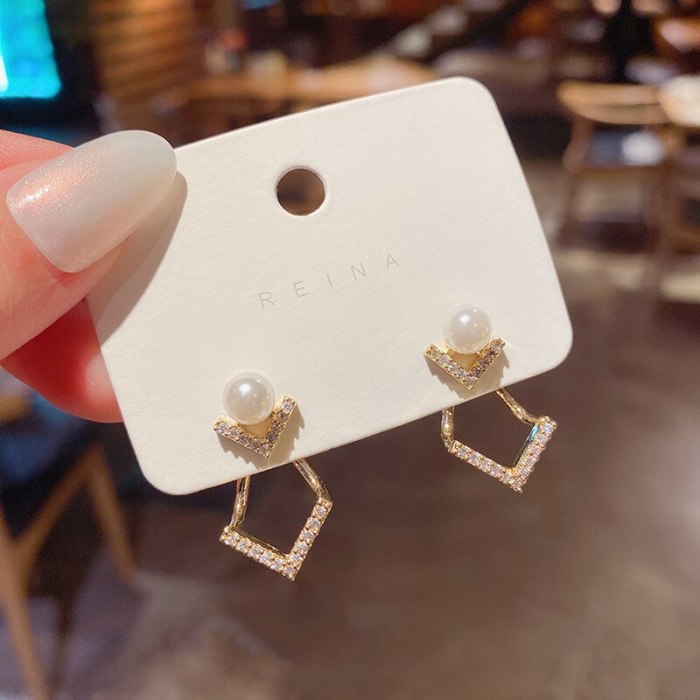 Wholesale Sterling Silver Pin Post Rear-Wear Earrings Female Women Geometric Ear Studs Fashion Jewelry Gift