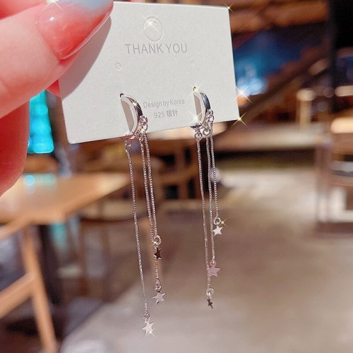 Wholesale Sterling Silver Pin Post New Tassel Star Long Earrings Female Women Stud Earrings Jewelry Gift