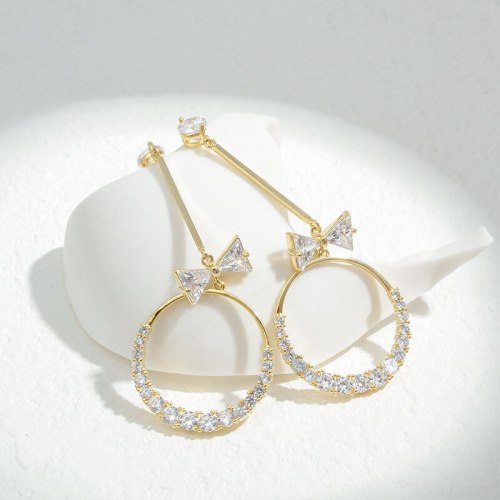 Wholesale Sterling Silver Pin Post Zircon Bow Stud Earrings Female Women Earrings Fashion Jewelry Gift 1103