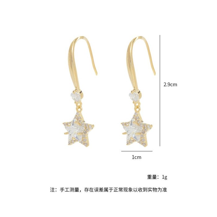 Wholesale Sterling Silver Pin Post Zircon Star Earrings Ear Studs Women Jewelry Gift