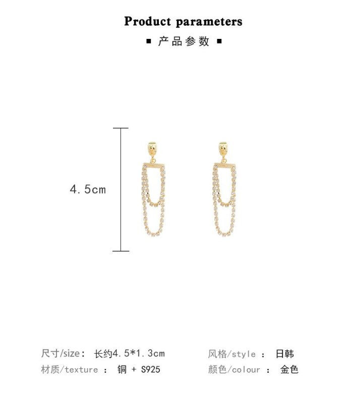 Wholesale 925 silver needle tassel rhinestone stud Earrings female Earrings jewelry Dropshipping Gift