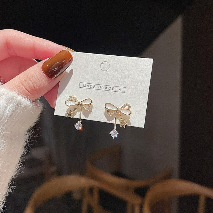 Wholesale Sterling Silver Pin Bow Stud Earrings for Women Dropshipping Gift