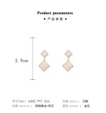 Wholesale Sterling Silver Pin Square Circle Opal Earrings Women Girl Lady Stud  Earrings Dropshipping Jewelry