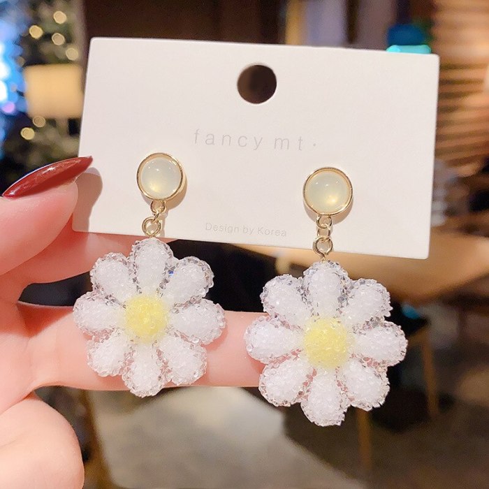 Wholesale Sterling Silver Pin Crystal Flower Earrings Women Stud Earrings Dropshipping Gift