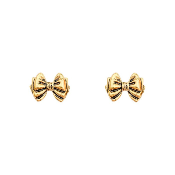 Wholesale New Metal Bow Earrings for Women 925 Silver Stud Earrings Dropshipping Gift
