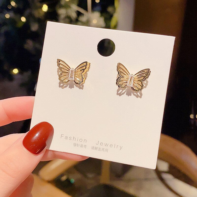 Wholesale 925 silver needle butterfly stud Earrings jewelry Dropshipping Gift