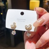 Wholesale Sterling Silver Pin Heart-Shaped Zircon Fashion Women Girl Lady Earrings Dropshipping Jewelry
