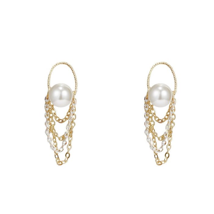 Wholesale 925 Silver Pin Pearl Chain Stud Earrings Tassel Long Earrings Dropshipping Jewelry