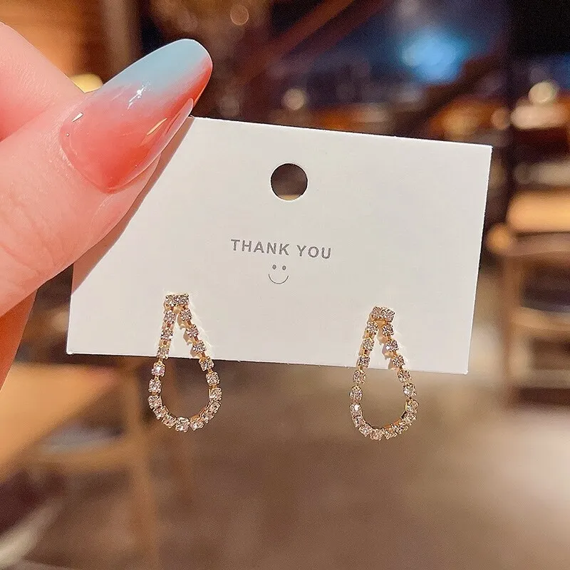 Wholesale 925 Silver Stud Earrings Drop-Shaped Full Diamond Earrings Women Girl Lady Earrings Dropshipping Jewelry
