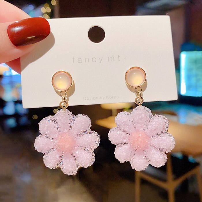 Wholesale Sterling Silver Pin Crystal Flower Earrings Women Stud Earrings Dropshipping Gift