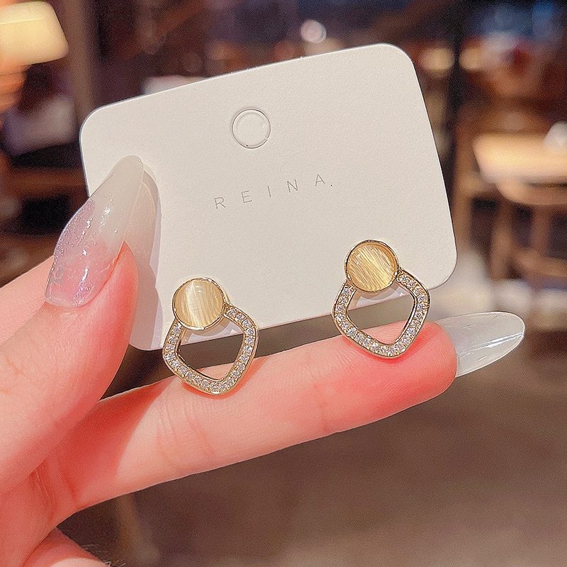 Wholesale Sterling Silvers Pin New Earrings For Women Opal Stone Ear Studs Drop Shipping Gift