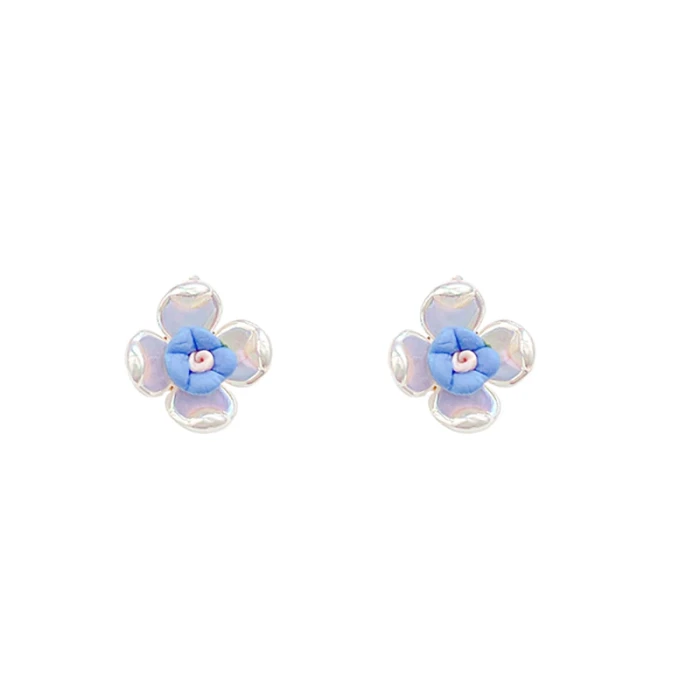 Wholesale Blue Gradient Flower Stud Earrings New Earrings Women Drop Shipping Gift