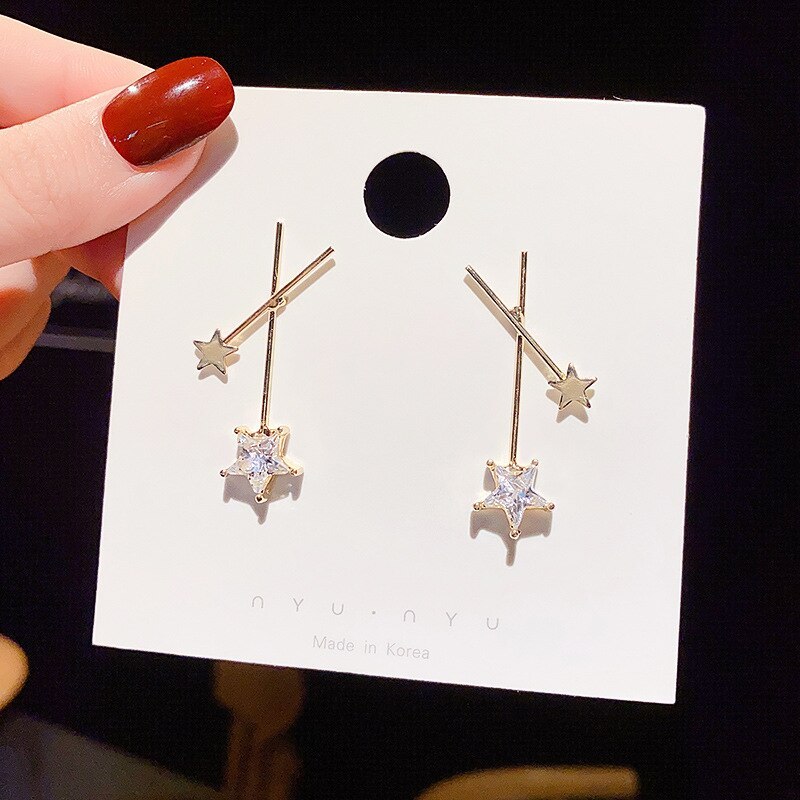 Wholesale 202020new Long Earrings Female Women Five-Pointed Star Jewellery Drop Shipping Gift