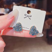 Wholesale Sterling Silvers Pin New Purple Love Heart Stud Earrings Drop Shipping Gift