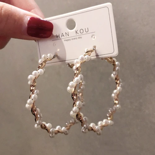 Wholesale Sterling Silvers Pin Earrings Women's Hoop And Pearl Earrings Drop Shipping Gift