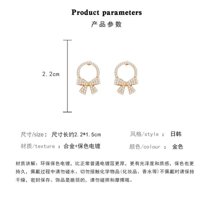 Wholesale Sterling Silvers Pin New Bow Round Fashion Earrings Female Women Pearl Earrings Drop Shipping Gift