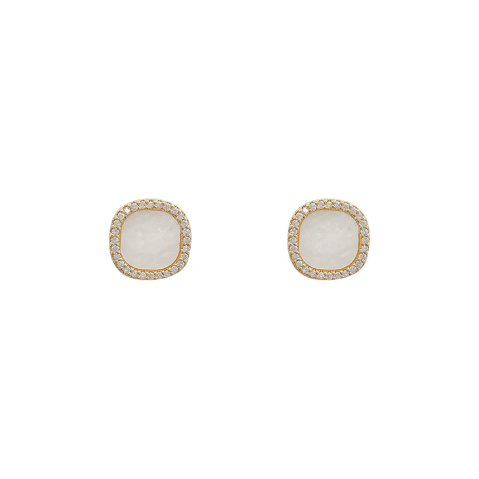 Wholesale Sterling Silvers Pin Square Drop Oil Texture Earrings Female Women Stud Earrings Jewellery Drop Shipping Gift