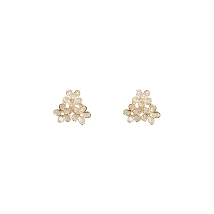 Wholesale Sterling Silvers Pin Zircon Flower Earrings Female Women Stud Earrings Drop Shipping Gift
