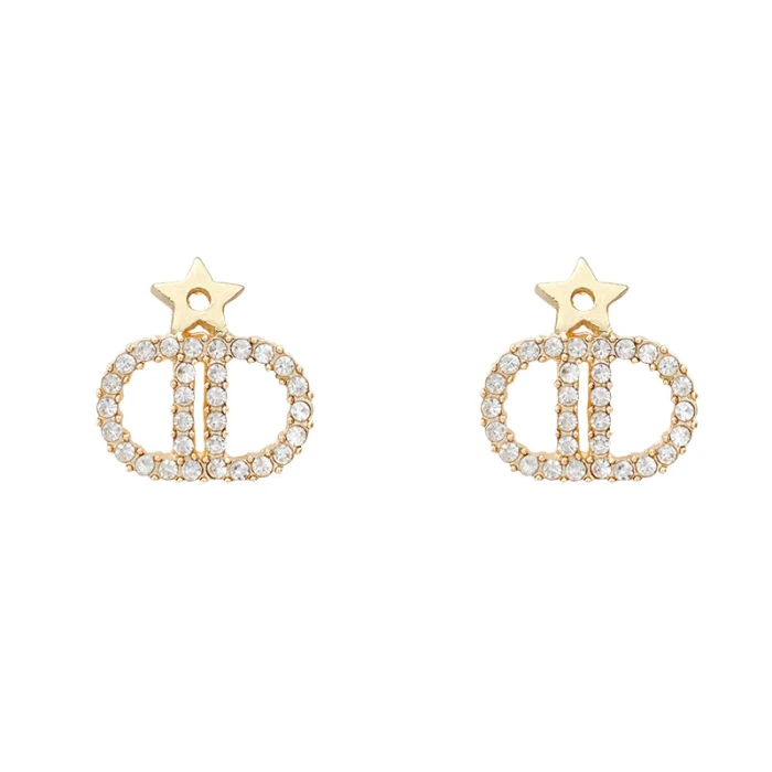 Wholesale 925 Silvers Stud Earrings Pentagram Zircon Earrings Female Women Letter D Jewellery Drop Shipping Gift