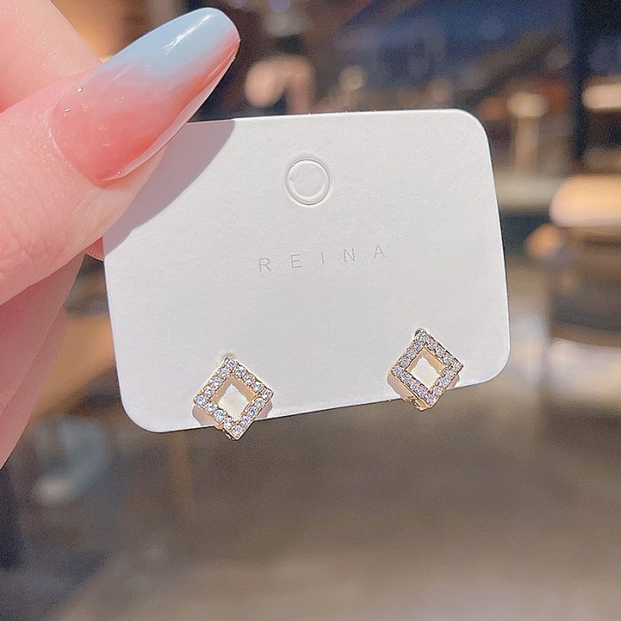 Wholesale Sterling Silvers Pin Square Stud Earrings Drop Shipping Gift