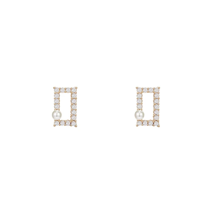 Wholesale Sterling Silvers Pin Square Stud Earrings Pearl Earrings Drop Shipping Gift