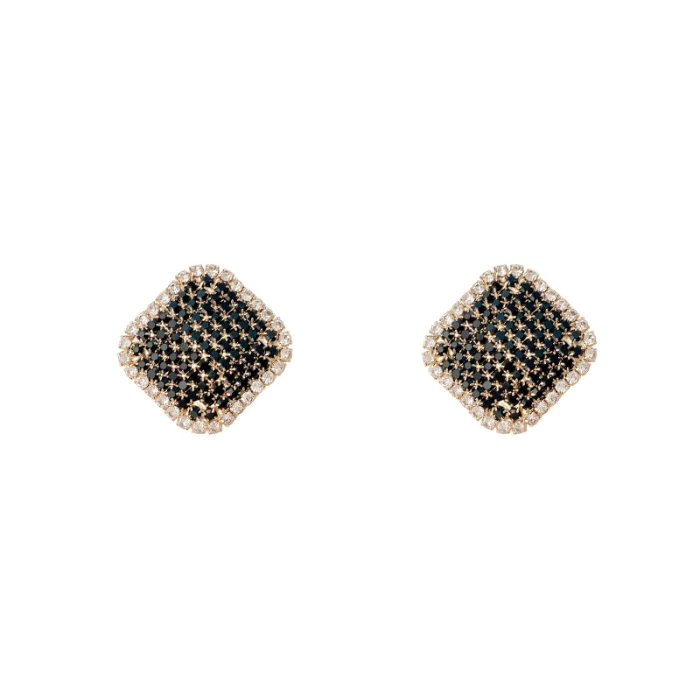 Wholesale Black Full Diamond Stud Earrings Square Earrings Female Women Jewellery Drop Shipping Gift
