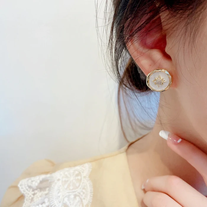 Wholesale Sterling Silvers Pin New Hoop Enamel Earrings Female Women Stud Earrings Jewellery Drop Shipping Gift