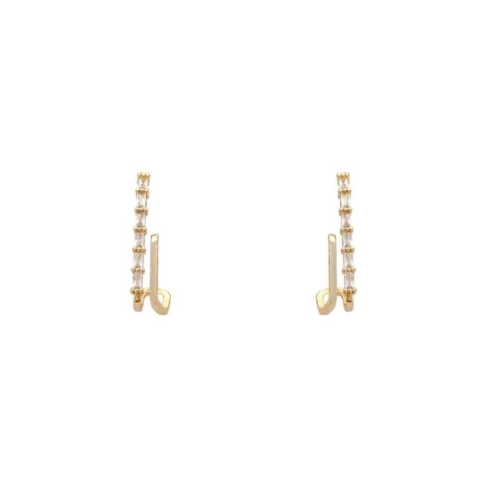 Wholesale 925 Silvers Pin Zircon Earrings Female Women Double Layer Geometric Ear Studs Drop Shipping Gift