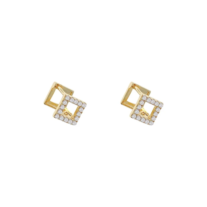 Wholesale 925 Silvers Pin Square Earrings Female Women Zircon Ear Studs Drop Shipping Gift