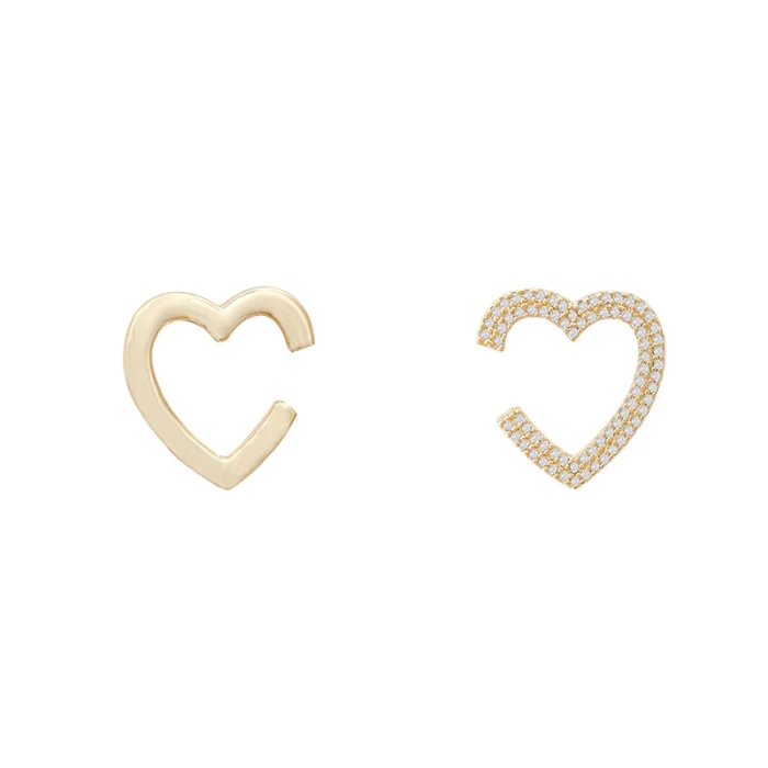 Wholesale Sterling Silvers Pin Love Heart Earrings Women's Asymmetric Ear Studs Earrings Drop Shipping Gift