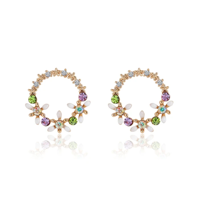 Wholesale Sterling Silvers Pin Stud Earrings Women's Short Flower Earrings Rhinestone Earrings Jewellery Drop Shipping Gift