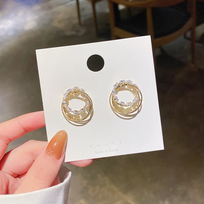 Wholesale Sterling Silvers Pin Round Fashion Earrings Female Women Stud Earrings Drop Shipping Gift