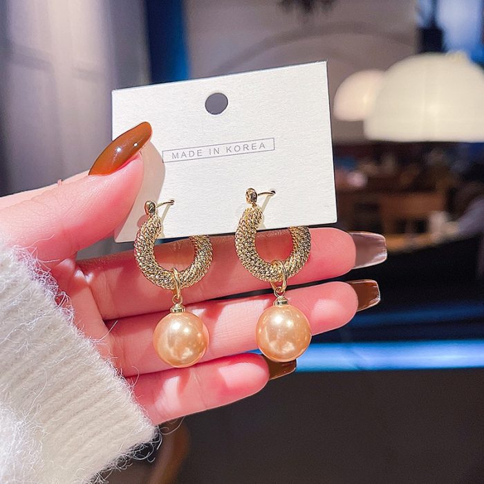 Wholesale Sterling Silvers Pin Ear Fashion Metal Pearl Eardrops Earrings Women Drop Shipping Gift
