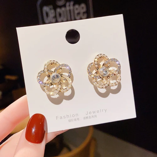 Wholesale 925 Silvers Pin Flower Stud Earrings Female Women Earrings Drop Shipping Gift