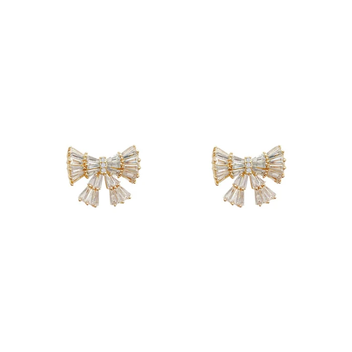 Wholesale Bow Earrings Female Women Sterling Silvers Pin Stud Earrings Drop Shipping Gift