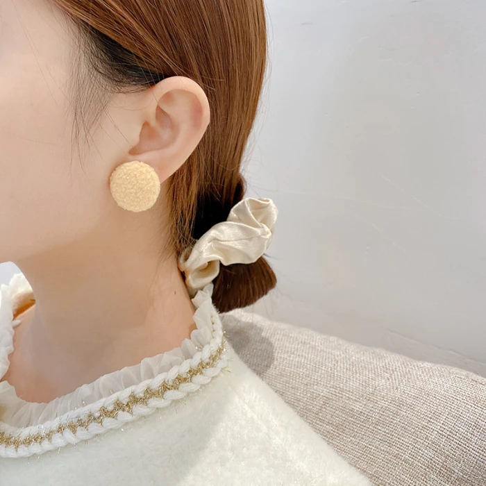 Wholesale Sterling Silvers Pin Wool Earrings Female Women Hoop Color Earrings Jewellery Drop Shipping Gift