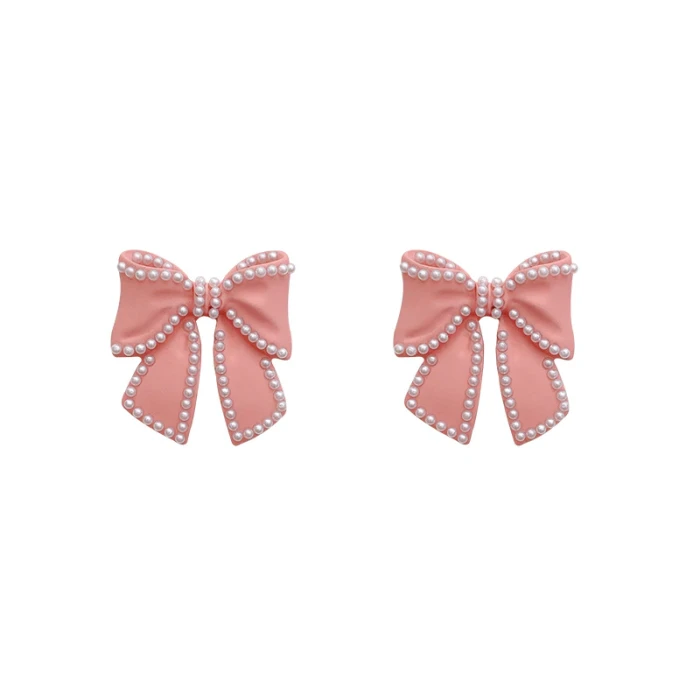Wholesale Sterling Silvers Pin New Pearl Bow Earrings Female Women Stud Earrings Drop Shipping Gift