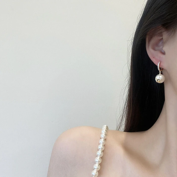 Wholesale Sterling Silvers Pin Hoop And Pearl Earrings Female Women Stud Earrings Jewellery Drop Shipping Gift