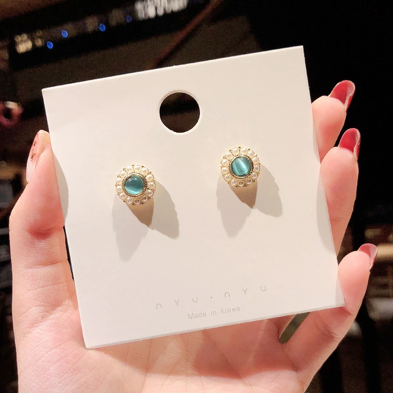 Wholesale 925 Silvers Pin Rhinestone Crystal Pearl Colorful Crystals Earrings Ear Stud Earring Earrings Drop Shipping Gift