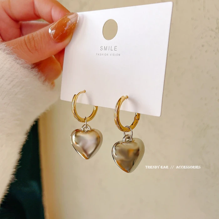 Wholesale Sterling Silvers Pin Love Pendant Hoop Ear Clip Earrings Female Women Earrings Drop Shipping Gift