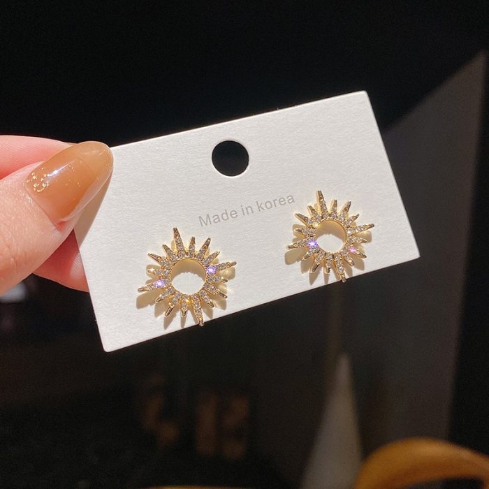 Wholesale Sterling Silvers Pin New Sun Flower Ear Studs Earrings Drop Shipping Gift