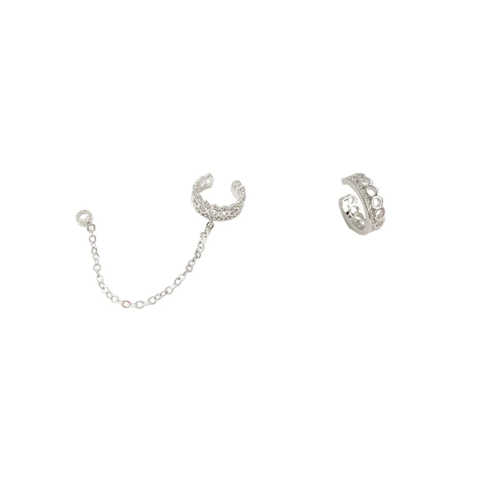 Wholesale Sterling Silvers Pin Non-Pierced Ear Bone Clip Stud Earrings Chain Round Fashion Earrings Women Drop Shipping Gift