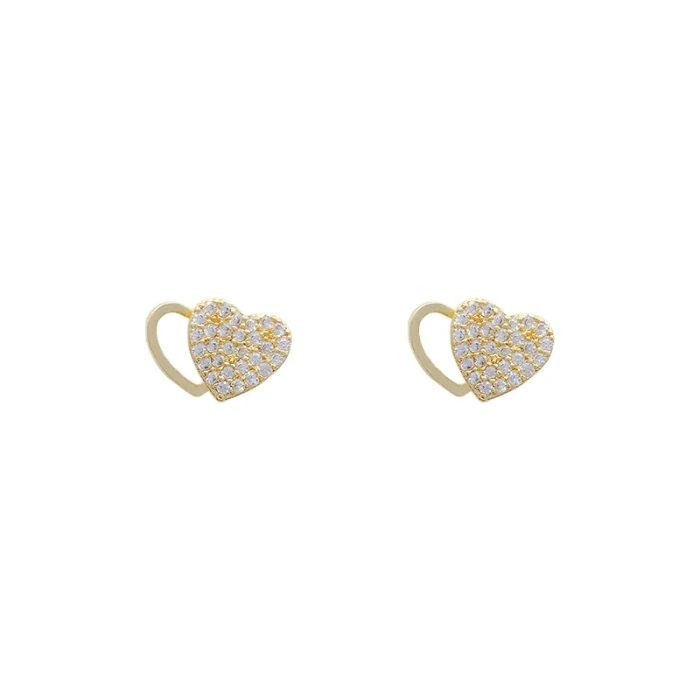 Wholesale New Love Heart Stud Earrings 925 Silvers Stud Earrings Drop Shipping Gift