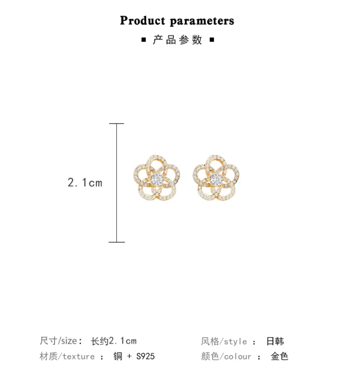 Wholesale 925 Silvers Pin Flower Stud Earrings Female Women Earrings Drop Shipping Gift