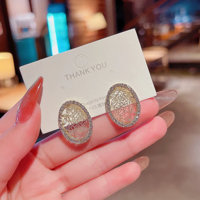 Wholesale 925 Silvers Pin Flower Earrings Female Women Stud Earrings Drop Shipping Gift