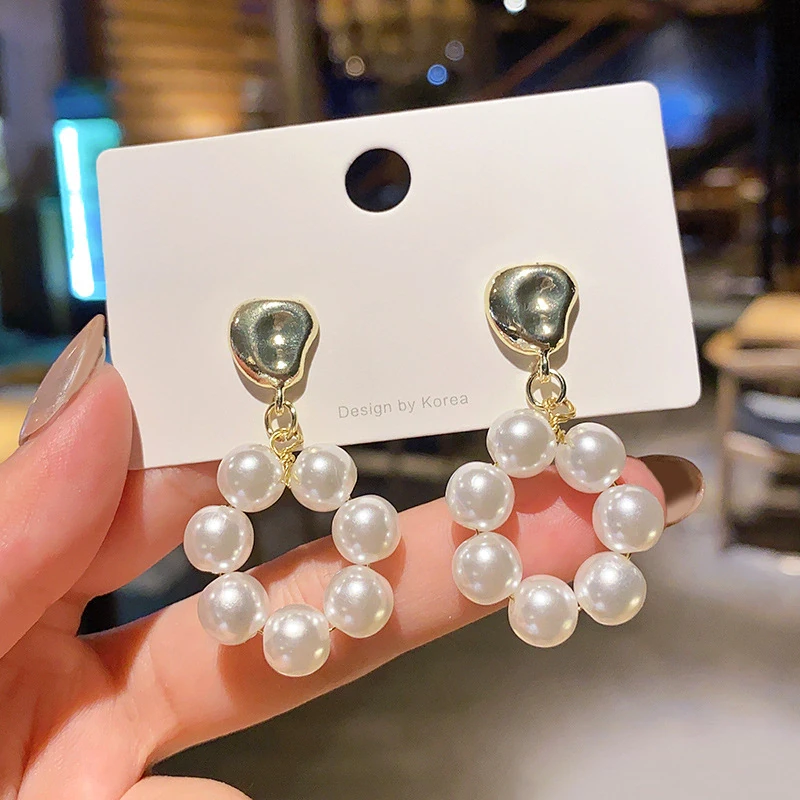 Wholesale Sterling Silvers Pin Hoop And Pearl Earrings Female Women Pearl Ear Studs Earrings Drop Shipping Gift