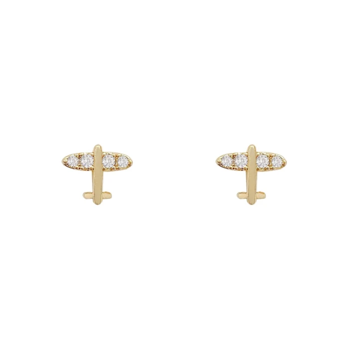 Wholesale New Copper Airplane Earrings Female Women Stud Earrings Jewellery Drop Shipping Gift